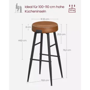 bāra krēsli vasagle ekho lbc090b01v1 2 gab. brūns, 76.2cm