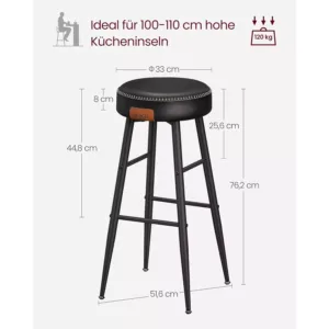 bāra krēsli vasagle ekho lbc090b01v1 2 gab. melns, 76.2cm