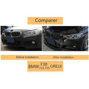 bmw 3.sērija 2012 2018 f30/f31 kidney glancēti melnas restes, režģi