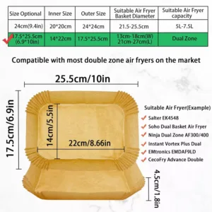karstā gaisa fritera cepampapīrs marakruki 200 gab. 22 x 14 cm priekš ninja af300eu, af400eu