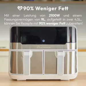 karstā gaisa friteris masterpro rocket duo 900 air fryer 9 l 2100 w balts