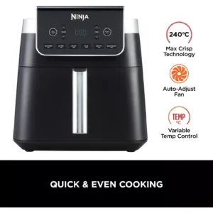 karstā gaisa friteris ninja max pro air fryer af180eu, 6.2 l, 2000 w