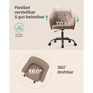 biroja krēsls songmics obg019k01 brūns audums