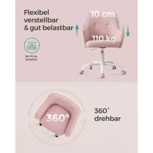 biroja krēsls songmics obg019q01 gaiši rozā audums