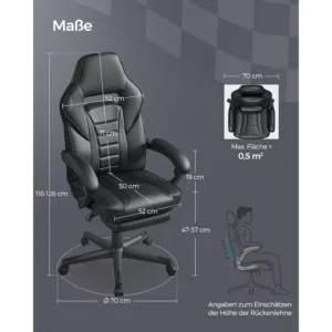 biroja krēsls spēlēm songmics gaming obg073b05 melns