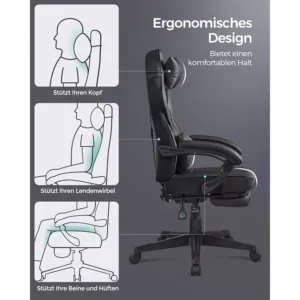 biroja krēsls spēlēm songmics gaming obg073b05 melns