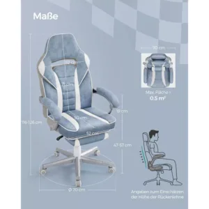 biroja krēsls spēlēm songmics gaming obg073q01 gaiši zils