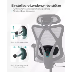 ergonomisks biroja krēsls songmics obn063b01 pelēks