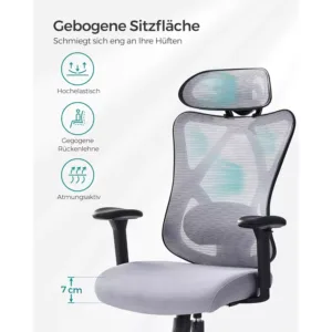 ergonomisks biroja krēsls songmics obn063b01 pelēks