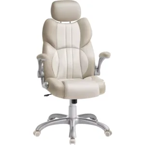 songmics obg065w02 biroja krēsls bēša mākslīgā āda