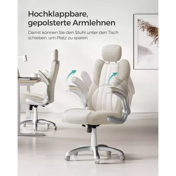 songmics obg065w02 biroja krēsls bēša mākslīgā āda