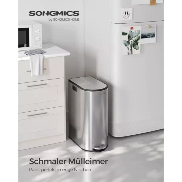 tērauda atkritumu šķirošanas tvertne ar 2 nodalījumiem songmics ltb570e50 50l (20l+30l)