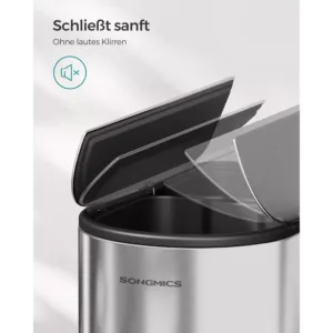 tērauda atkritumu šķirošanas tvertne ar 2 nodalījumiem songmics ltb570e50 50l (20l+30l)