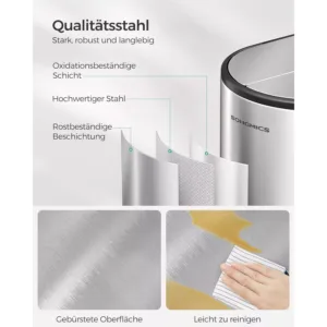 tērauda atkritumu šķirošanas tvertne ar 2 nodalījumiem songmics ltb570e50 50l (20l+30l)