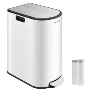 tērauda atkritumu šķirošanas tvertne ar 2 nodalījumiem songmics ltb570w02 50l (20l+30l) balta