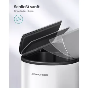 tērauda atkritumu šķirošanas tvertne ar 2 nodalījumiem songmics ltb570w02 50l (20l+30l) balta