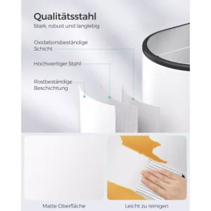 tērauda atkritumu šķirošanas tvertne ar 2 nodalījumiem songmics ltb570w02 50l (20l+30l) balta