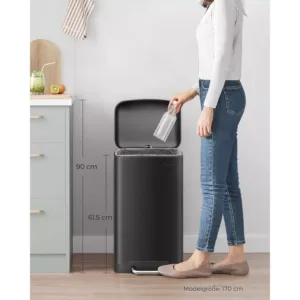 tērauda atkritumu tvertne songmics ltb01bk 30l melna