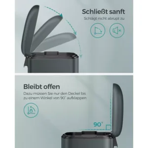 tērauda atkritumu tvertne songmics ltb01gs 30l pelēkzaļš