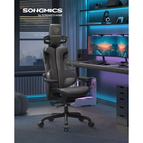 biroja krēsls datorkrēsls spēlēm songmics gaming obg067b01 melns