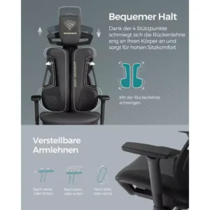 biroja krēsls datorkrēsls spēlēm songmics gaming obg067b01 melns
