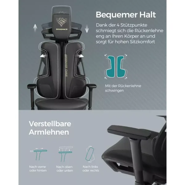 biroja krēsls datorkrēsls spēlēm songmics gaming obg067b01 melns