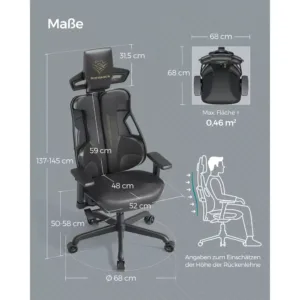 biroja krēsls datorkrēsls spēlēm songmics gaming obg067b01 melns