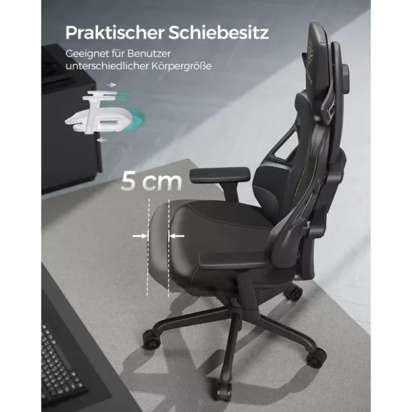 biroja krēsls datorkrēsls spēlēm songmics gaming obg067b01 melns