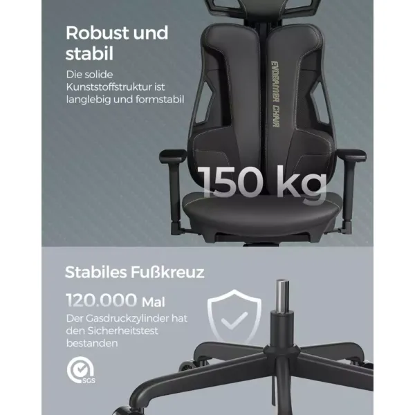 biroja krēsls datorkrēsls spēlēm songmics gaming obg067b01 melns