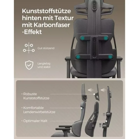 biroja krēsls datorkrēsls spēlēm songmics gaming obg067g01 pelēks