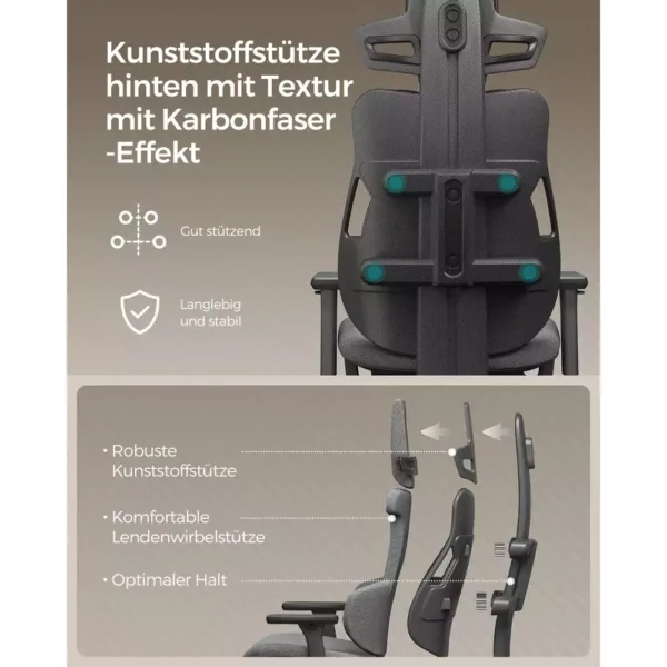biroja krēsls datorkrēsls spēlēm songmics gaming obg067g01 pelēks