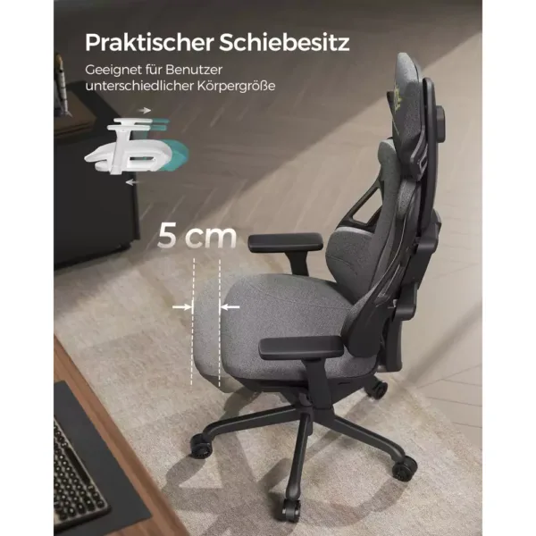 biroja krēsls datorkrēsls spēlēm songmics gaming obg067g01 pelēks
