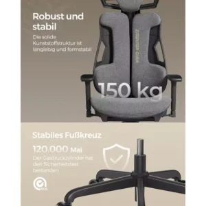 biroja krēsls datorkrēsls spēlēm songmics gaming obg067g01 pelēks