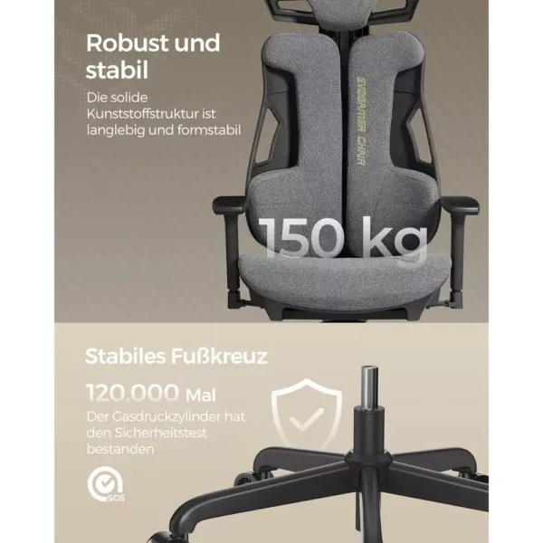 biroja krēsls datorkrēsls spēlēm songmics gaming obg067g01 pelēks