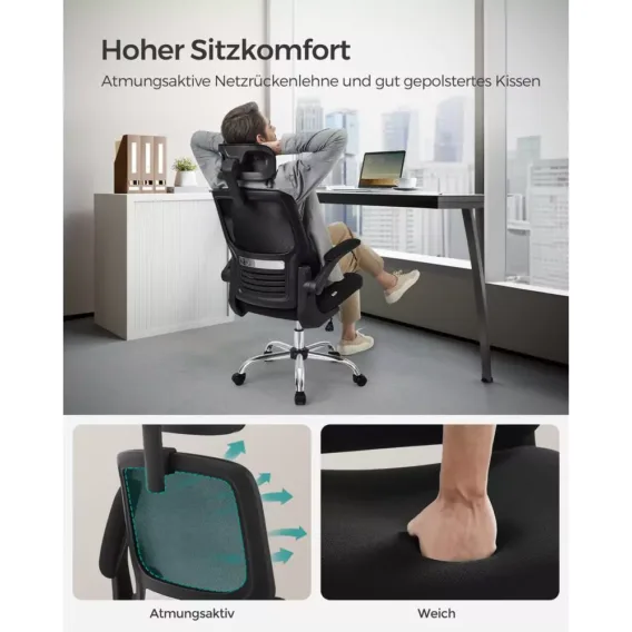 ergonomisks biroja krēsls songmics obn040b01 melns