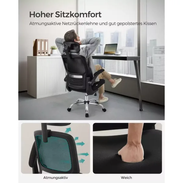 ergonomisks biroja krēsls songmics obn040b01 melns
