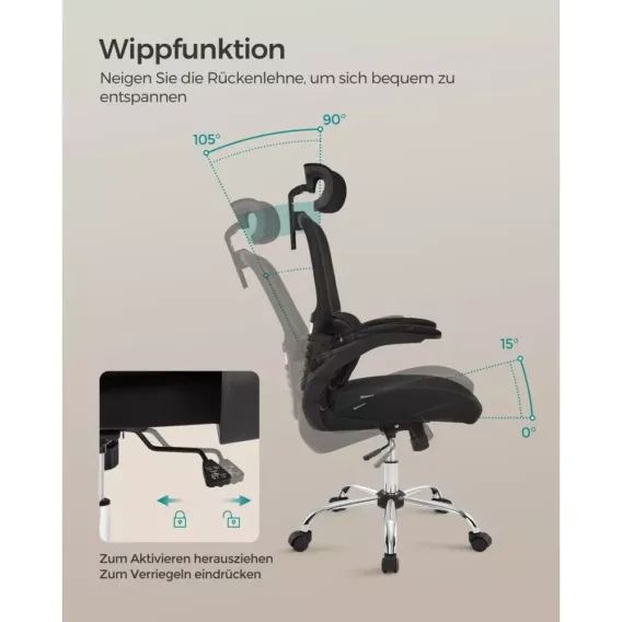 ergonomisks biroja krēsls songmics obn040b01 melns