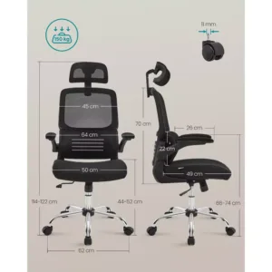 ergonomisks biroja krēsls songmics obn040b01 melns