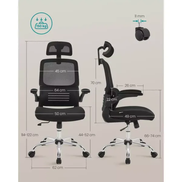 ergonomisks biroja krēsls songmics obn040b01 melns