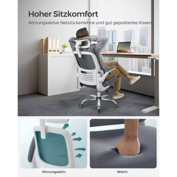 ergonomisks biroja krēsls songmics obn040g01 pelēks