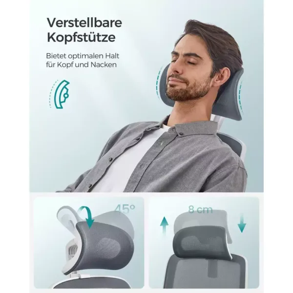 ergonomisks biroja krēsls songmics obn040g01 pelēks