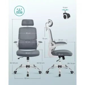 ergonomisks biroja krēsls songmics obn040g01 pelēks