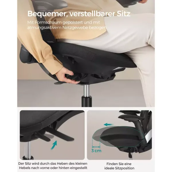 ergonomisks biroja krēsls songmics obn065b01 melns
