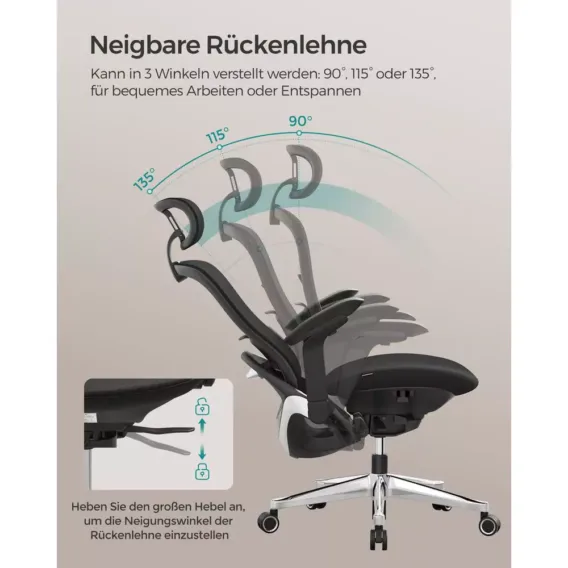 ergonomisks biroja krēsls songmics obn065b01 melns