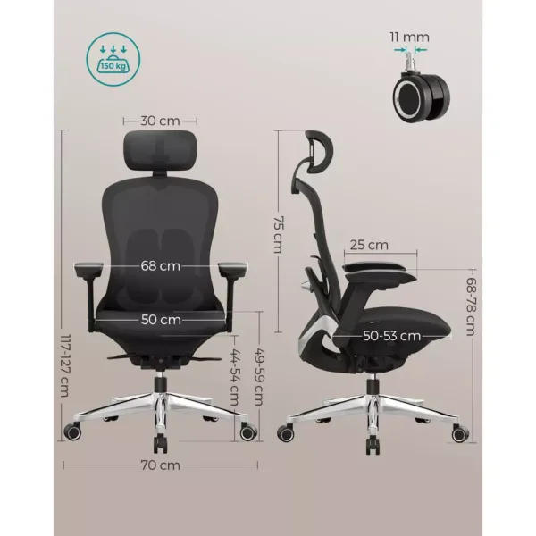 ergonomisks biroja krēsls songmics obn065b01 melns