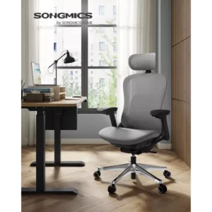 ergonomisks biroja krēsls songmics obn065g01 pelēks