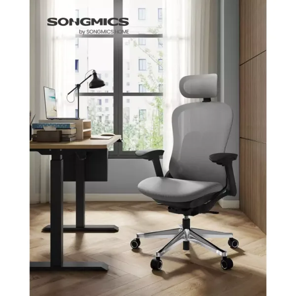 ergonomisks biroja krēsls songmics obn065g01 pelēks