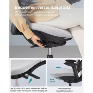 ergonomisks biroja krēsls songmics obn065g01 pelēks
