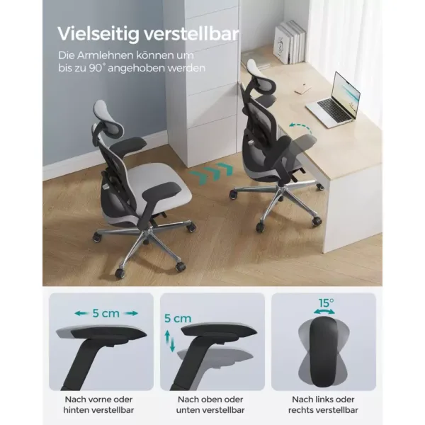 ergonomisks biroja krēsls songmics obn065g01 pelēks
