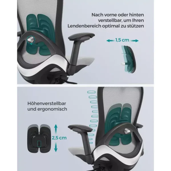 ergonomisks biroja krēsls songmics obn065g01 pelēks
